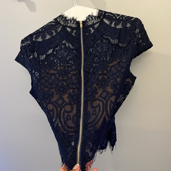 Lace crop navy blue Mendicino crop top - Picture 4 of 6